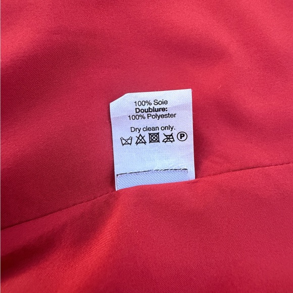 Madewell 100% Silk Red Palm Print Off Shoulder Dress Medium - Picture 8 of 10